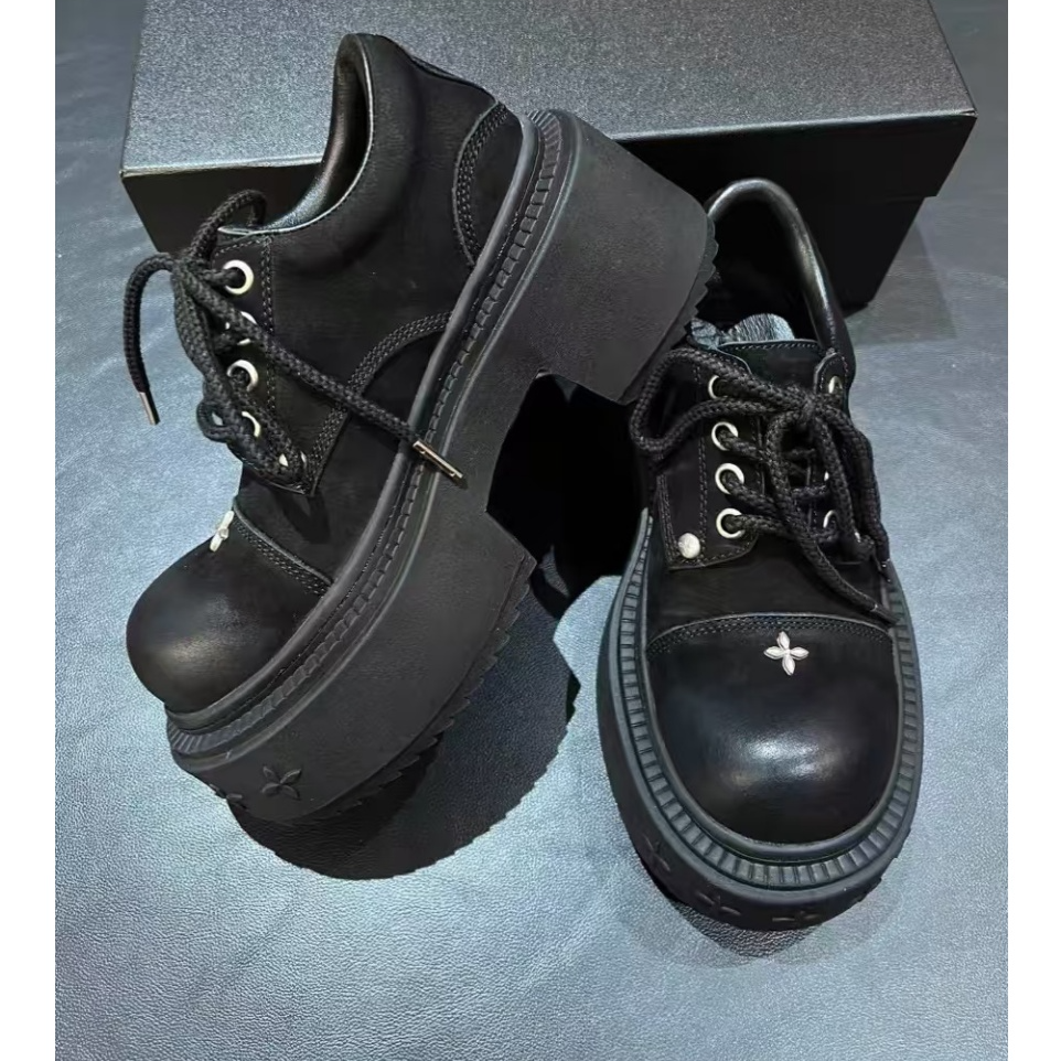 【十字花】德比鞋花园复古厚底板鞋休闲鞋潮牌增高女鞋英伦风真皮