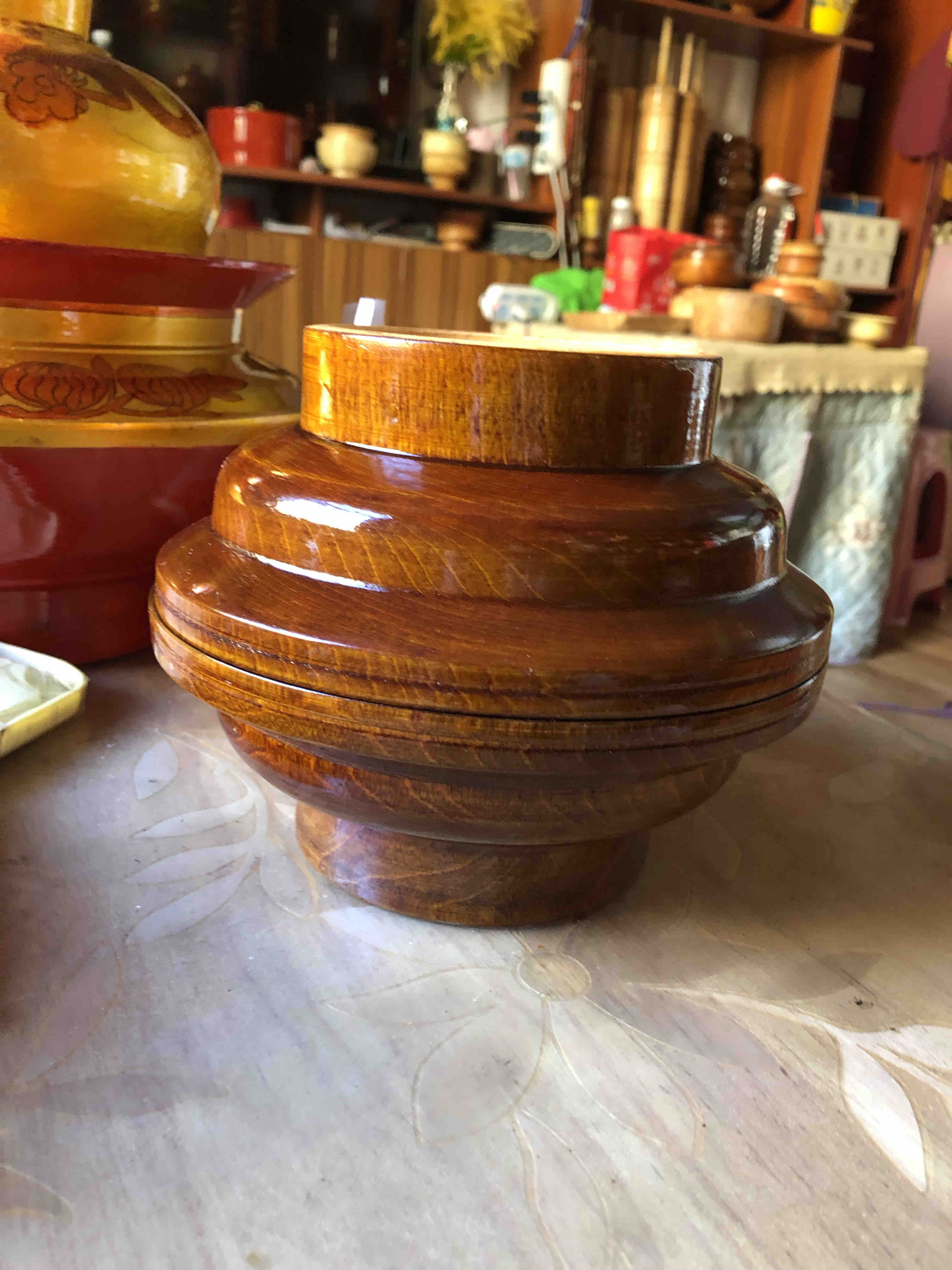 桦木供盘（木盘）小号一对黑色家用加厚老式