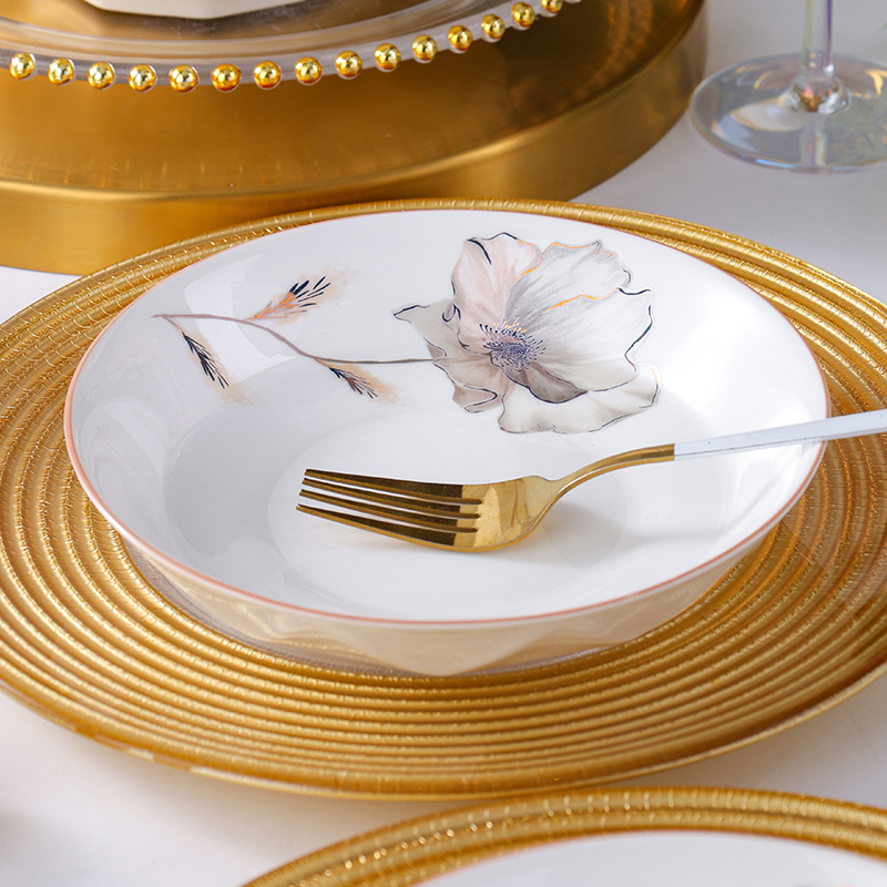 绝代佳人7英寸圆盘6个加厚防烫耐高温家用陶瓷餐具