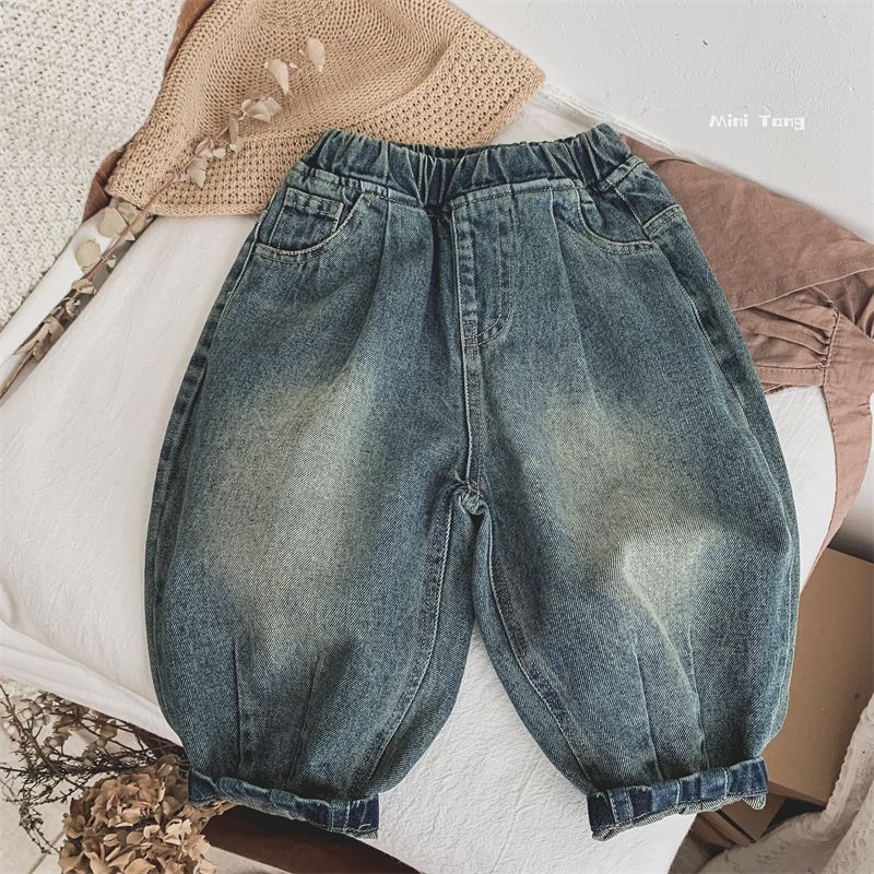 童装复古儿童男女童牛仔裤春秋装新款韩版宝宝宽松休闲裤萝卜裤子