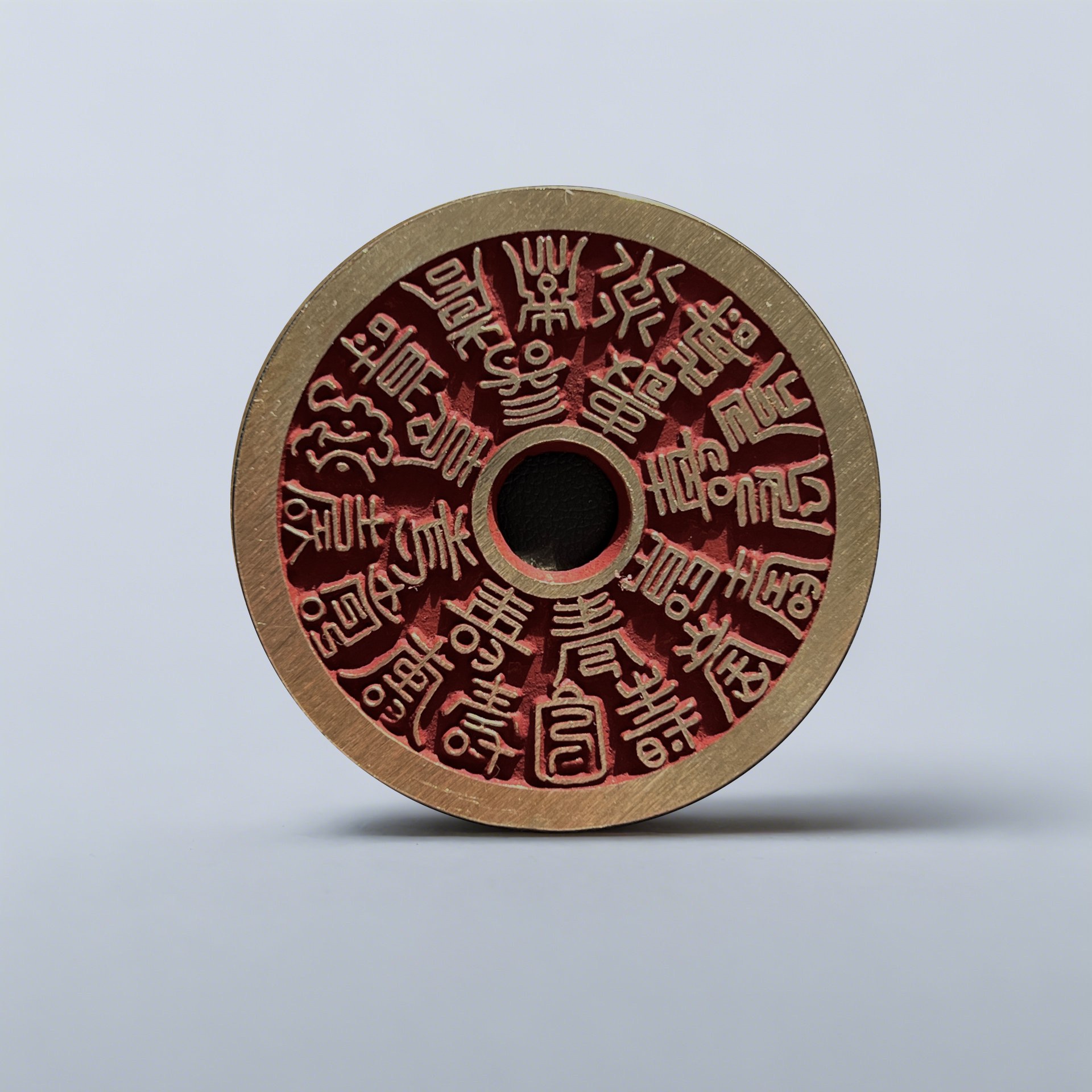 黄铜吊坠 纯黄铜现代翻沙工艺品24福寿挂饰吊坠直径47mm送挂绳