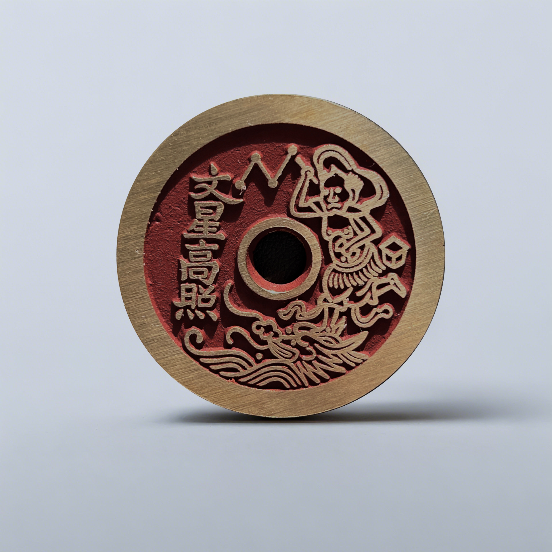 黄铜吊坠 纯黄铜现代翻沙工艺品文星高照挂饰吊坠送挂绳直径4.6