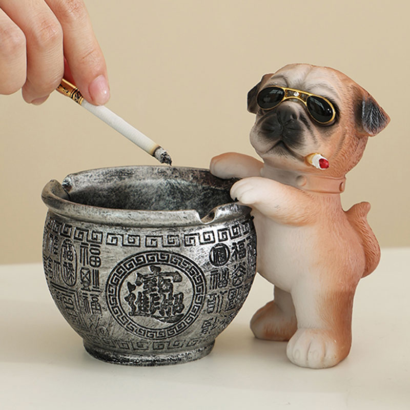 创意潮流招财百福缸烟灰缸家用客厅高档中式茶几电脑桌面可爱灰缸