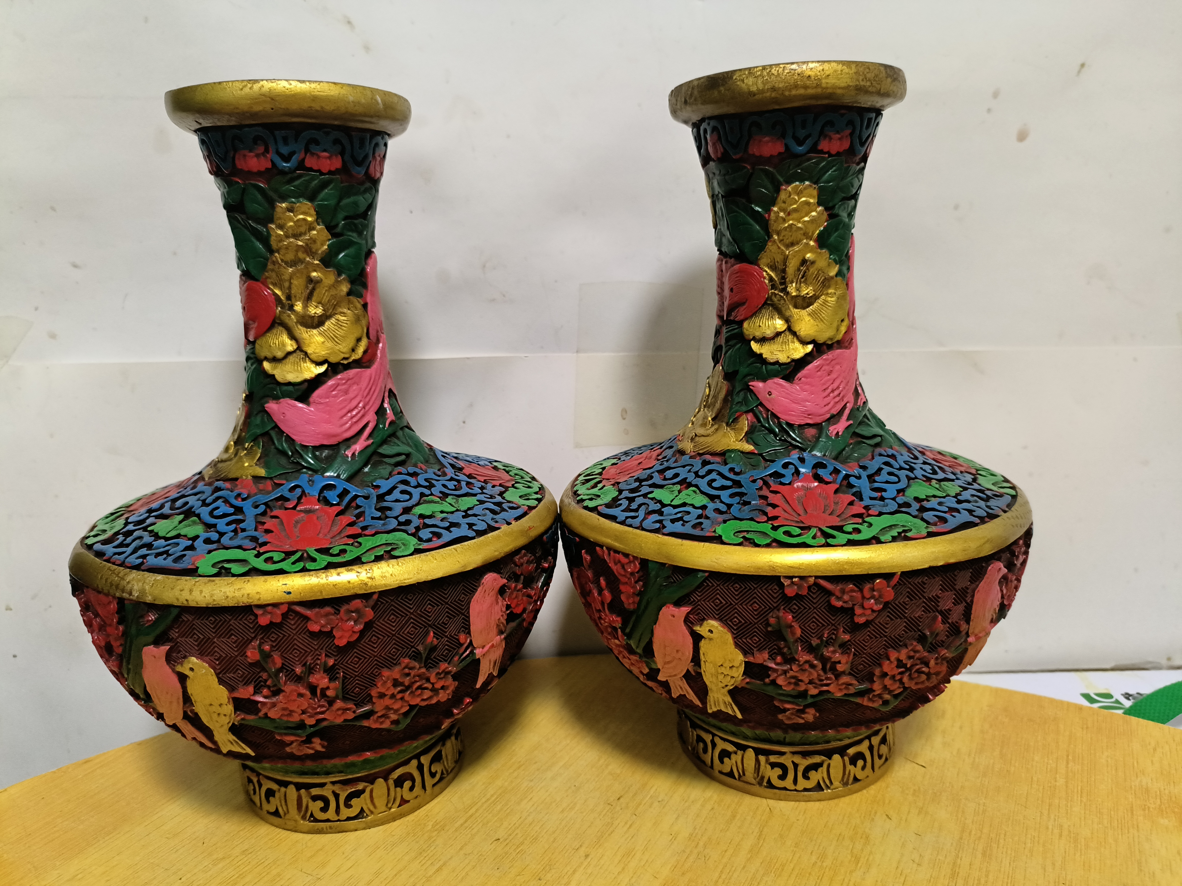 漆器花瓶中式复古工艺品，创意手工，一对一链接图，拍完联系客服