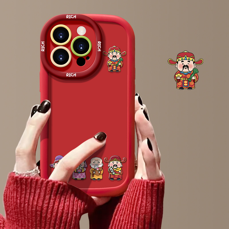 五个财神保号适用苹果15promax/华为/VIVO/OPPO/小米14泡芙手机壳