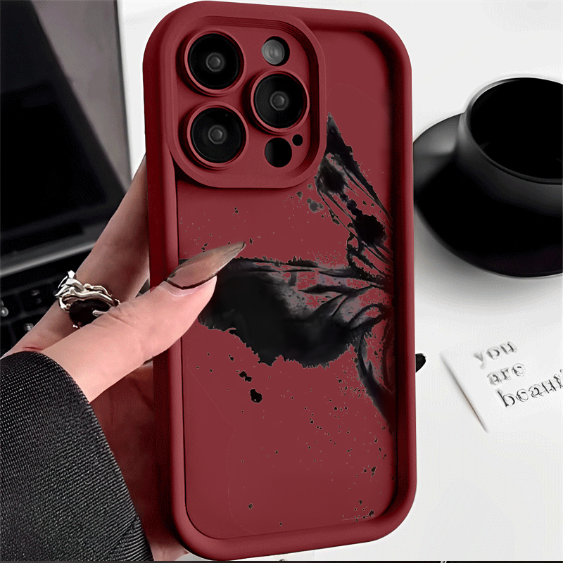 ins风小众艺术泼墨蝴蝶适用苹果15PRO/VIVO/OPPO华为小米14手机壳