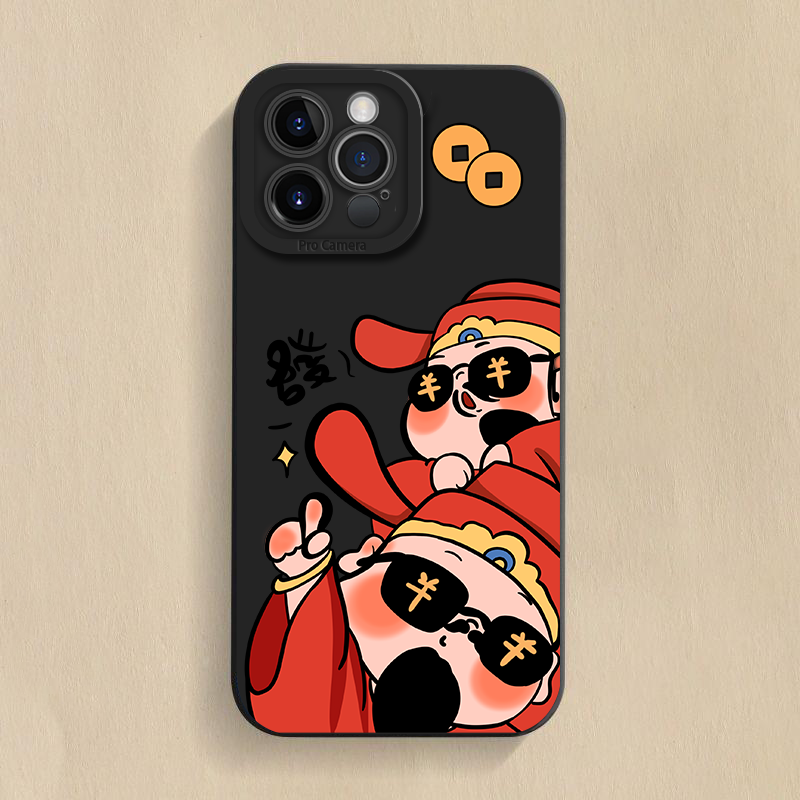 搞怪财神爷适用苹果15promax/华为mate60/vivo/oppo/小米14手机壳
