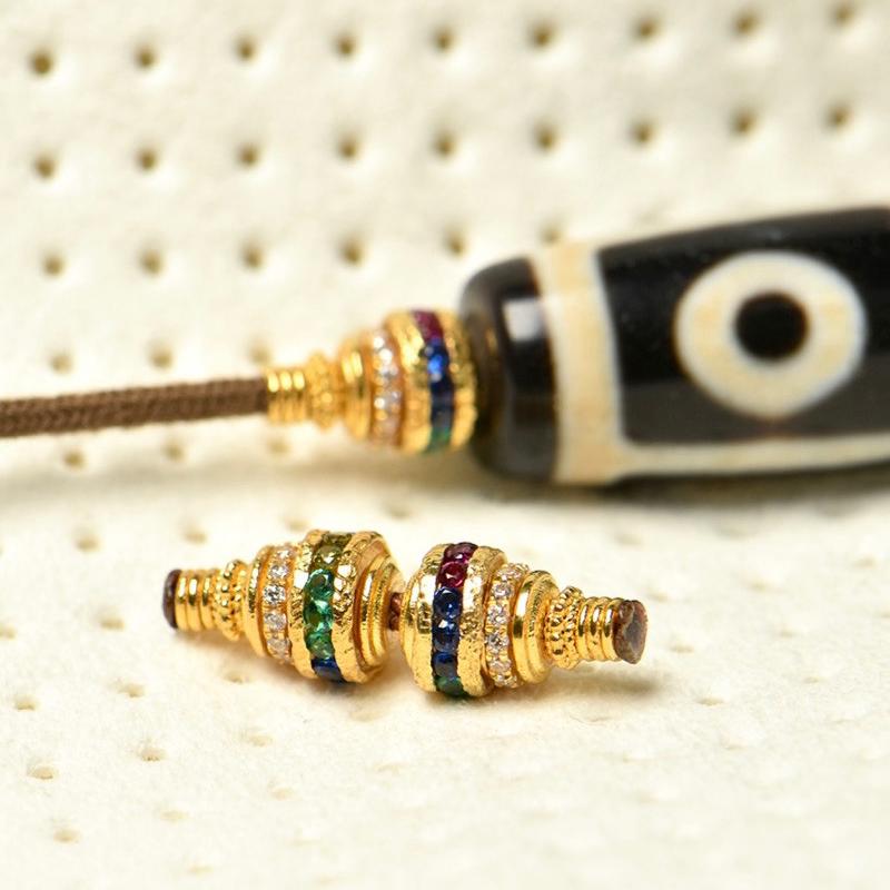 新爆款镀18k色天目万向轴文玩配饰项链飞碟满镶隔珠串片diy万能轴