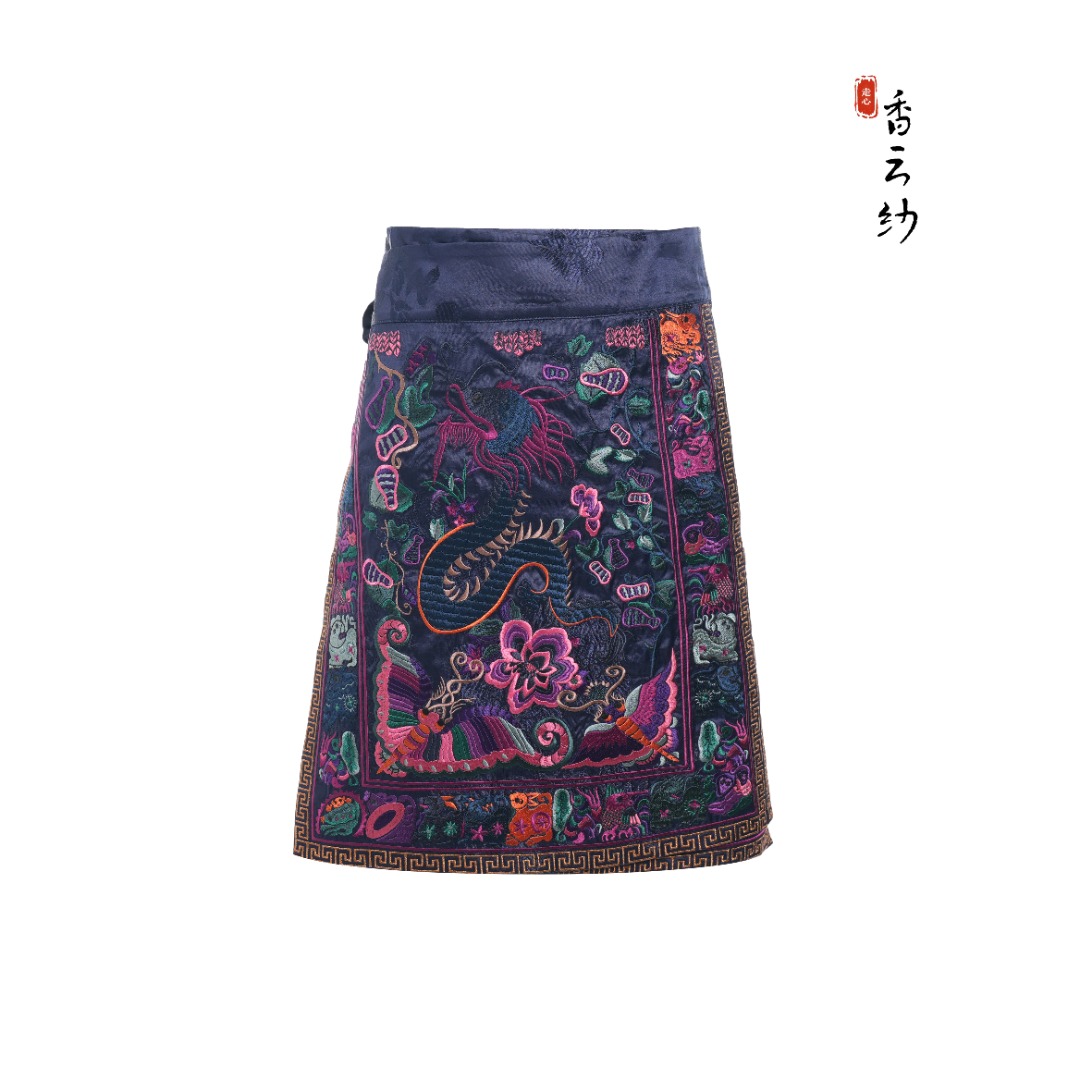 【香雲走心】12生肖 半裙24ZDQ3858时尚中式重工刺绣桑蚕丝高档气质