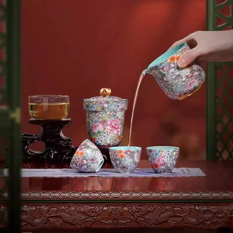 预s 如意芳菲珐琅彩一代旅行茶具wy-038 瑞象旅行装礼