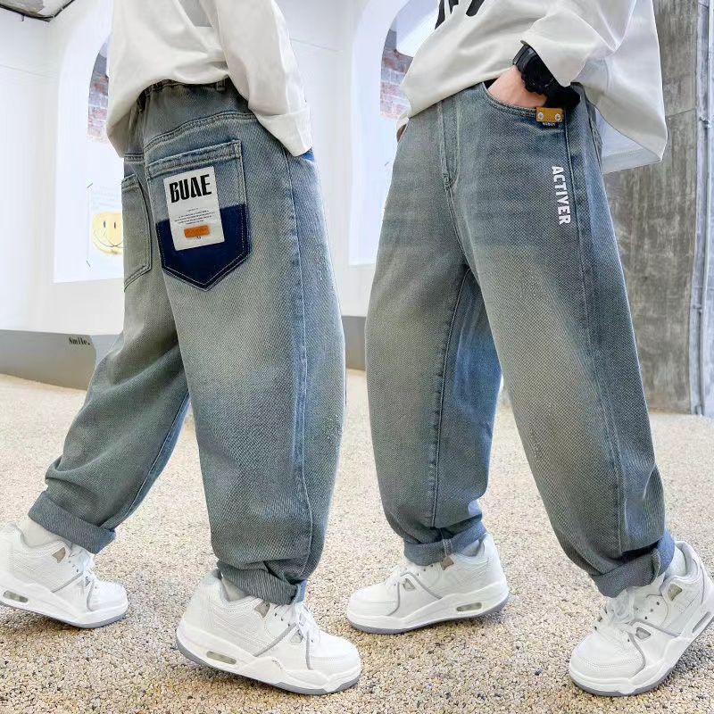 童装男童时尚牛仔裤春秋2025休闲儿童裤中大童宽松韩版洋气长裤潮