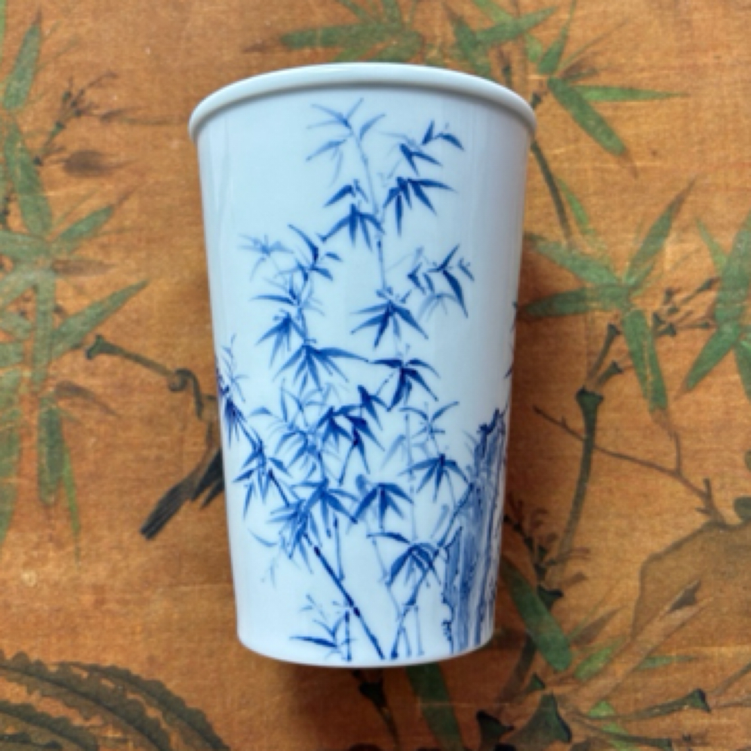 景德镇手工手绘青花竹子可乐杯中号可乐