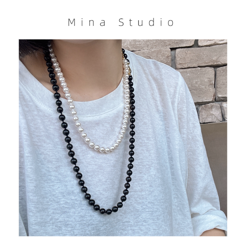 非金属树脂项链 Mina Studio定制  黑色珠珠气质轻奢百搭时尚项链