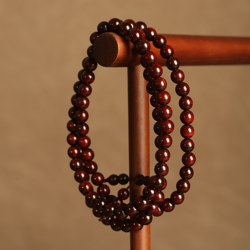 【小冠】印度小叶紫檀(0.6cm± 108颗) 天然原木手作雕刻工艺