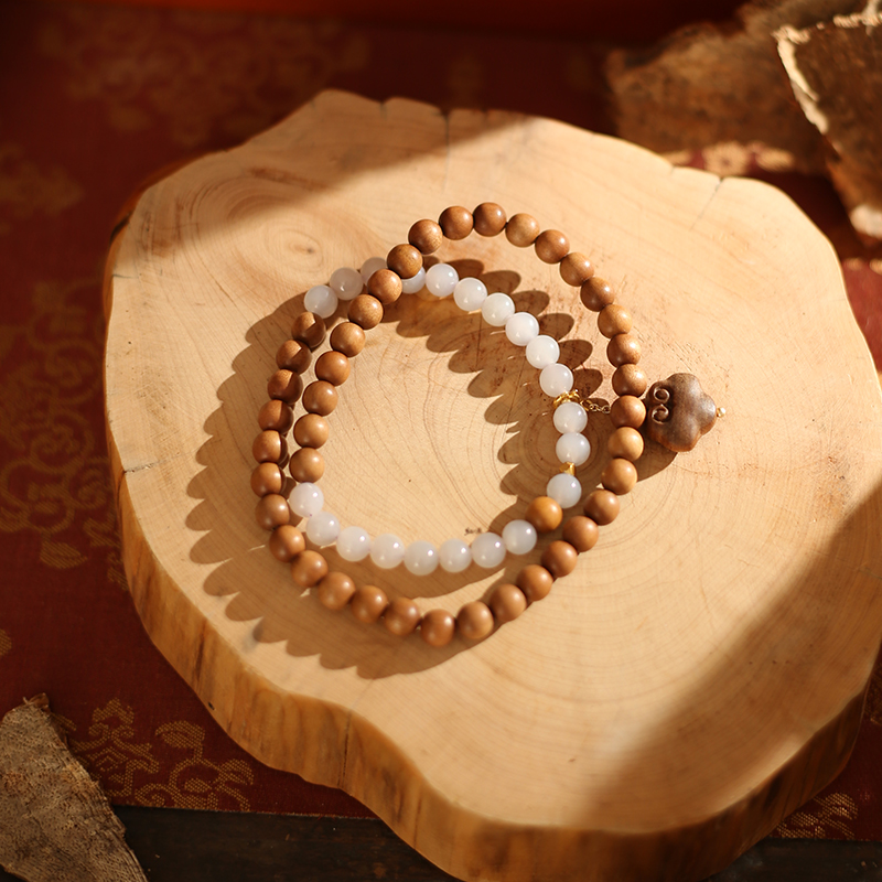 【小冠】 老山檀6mm± 烟灰子如意 双圈 天然原木手作雕刻工艺