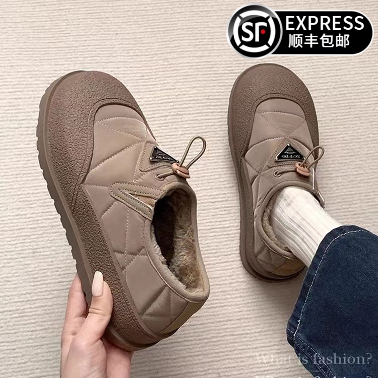 意尓康公主加绒保暖棉鞋女冬季时尚百搭舒适圆头厚底防滑休闲单鞋