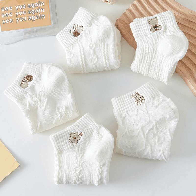 白色薄款低帮袜子女透气浅口短筒百搭ins卡通可爱2024秋季韩版
