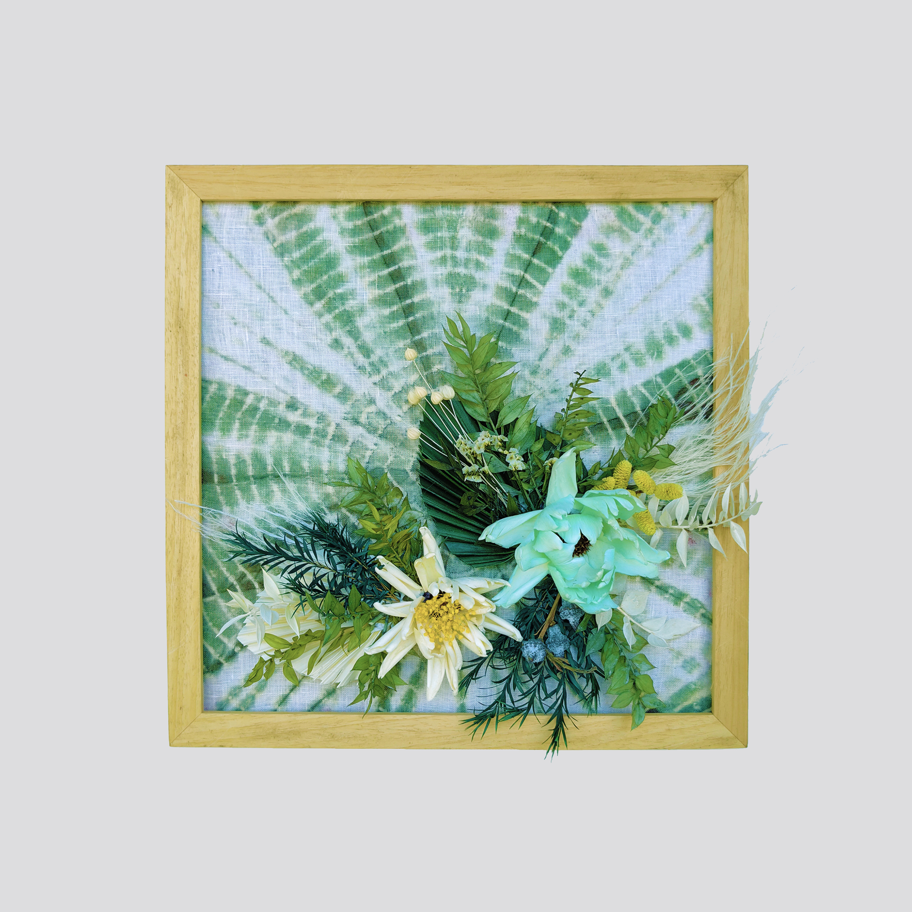 重拾自然之美扎染花艺实木框装饰画家居墙面装饰画手工干花艺术画