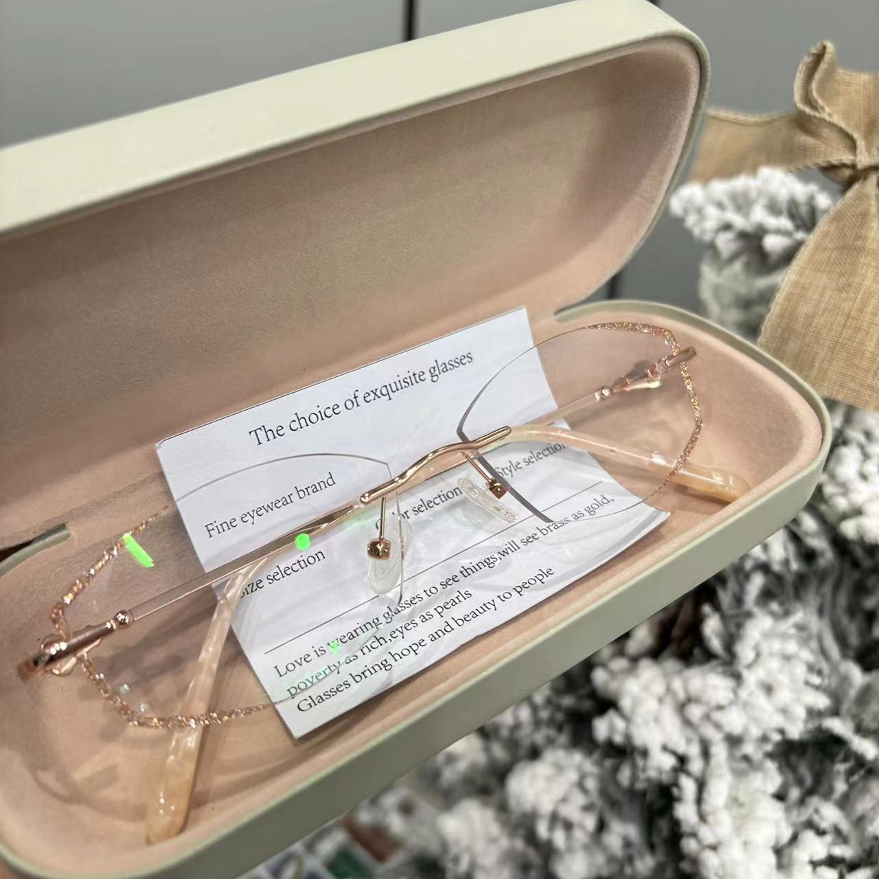 【香槟金】钻石切边气质防蓝光眼镜 可配高度数 近视散光  