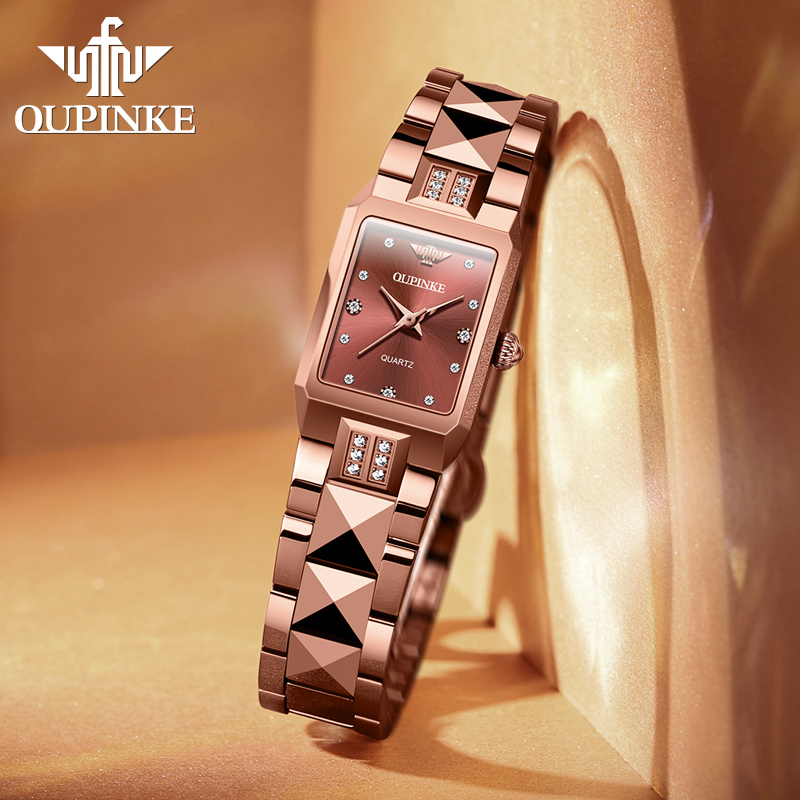 欧品客旗舰正品百搭气质简约石英防水腕表时尚镶钻石英表女款