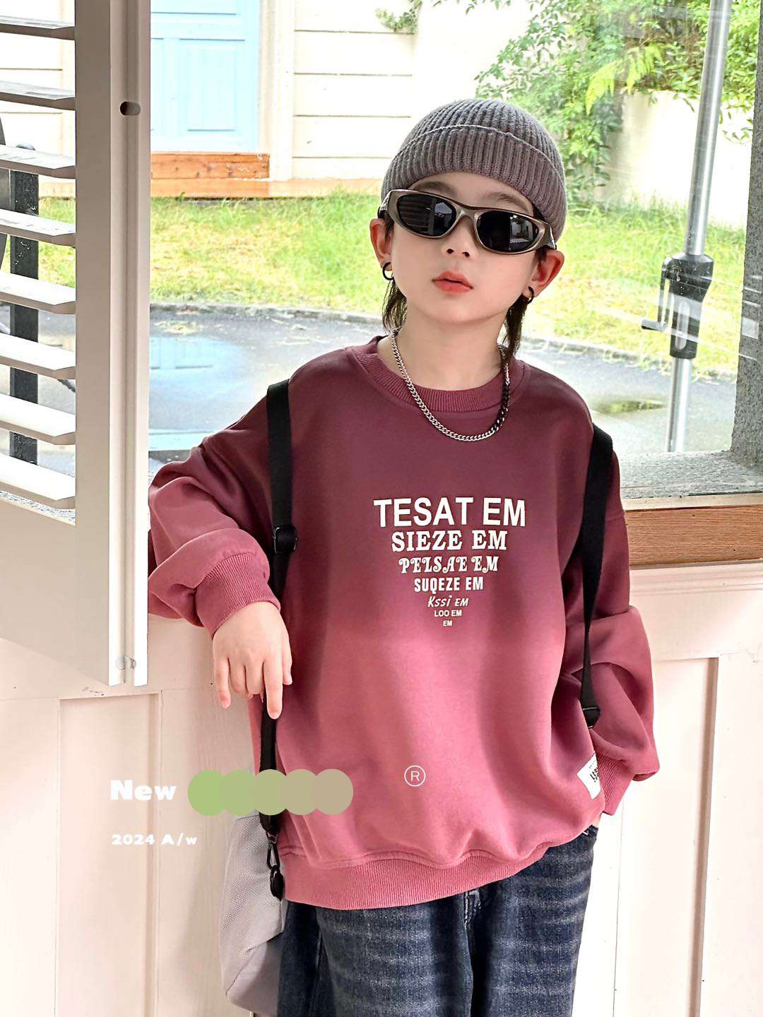 深秋浅冬男女童卫衣一体绒卫衣