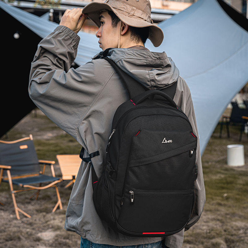 L&M时尚新款书包初中生书包休闲旅行电脑背包品牌男士背包双肩背