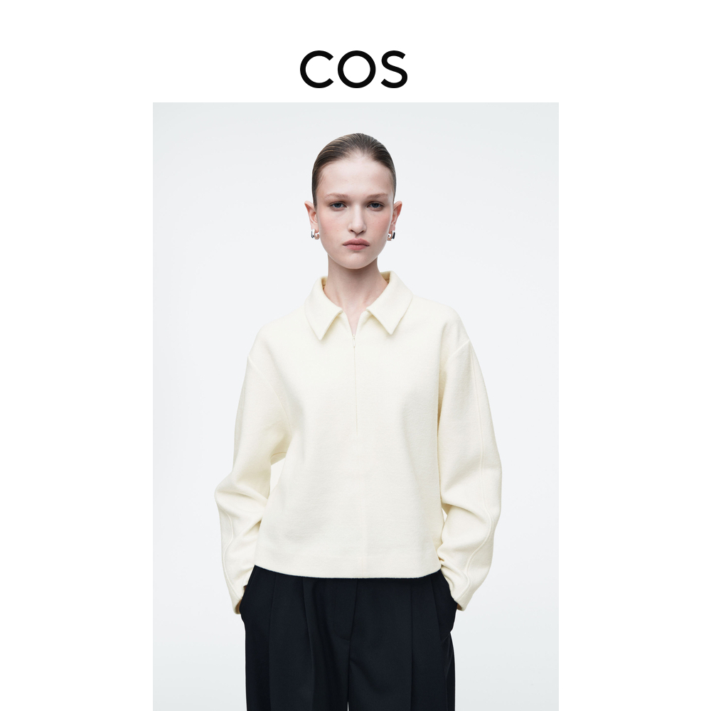 COS女装 标准版型拉链式缩绒混纺针织衫新品1247811003