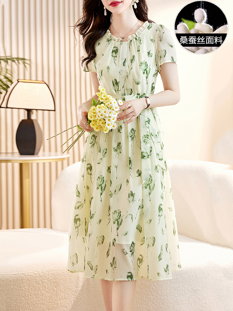 （201-400）【非直播时间勿拍】气质修身桑蚕丝连衣裙