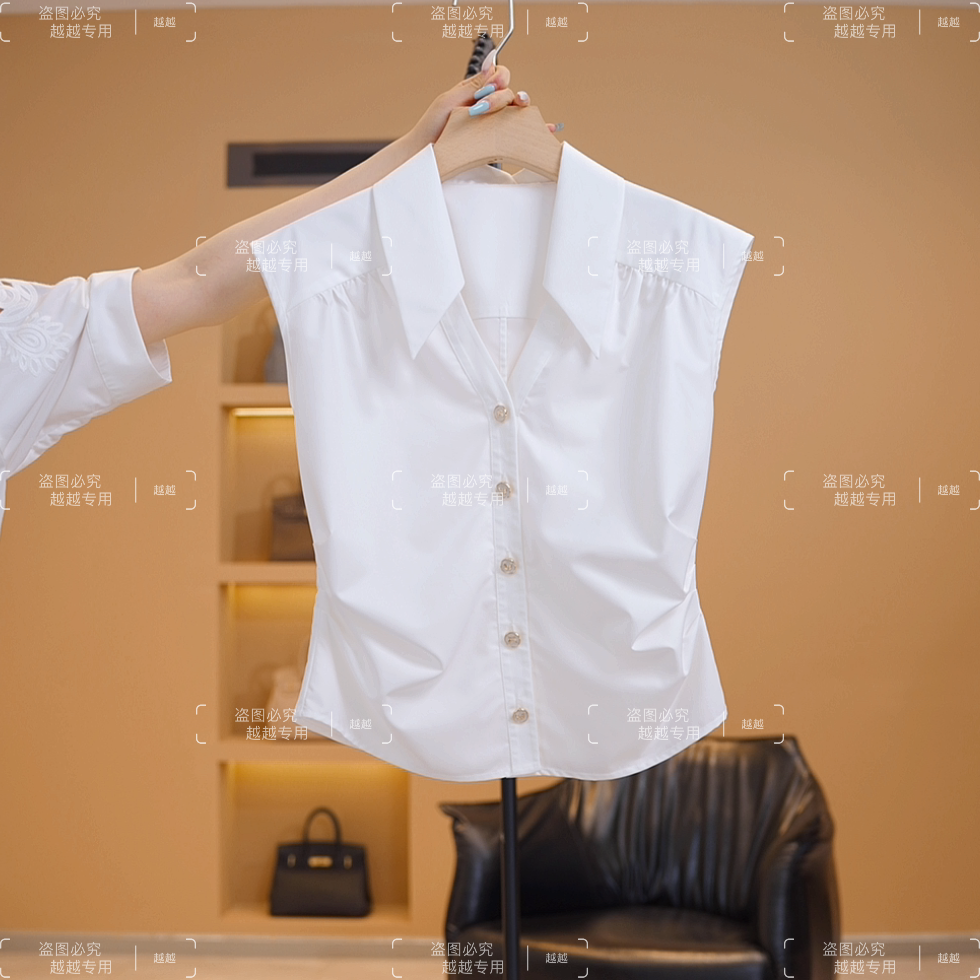 【越越-F】无袖衬衫女2024年夏季v领上衣衬衣小衫Y11551-GB