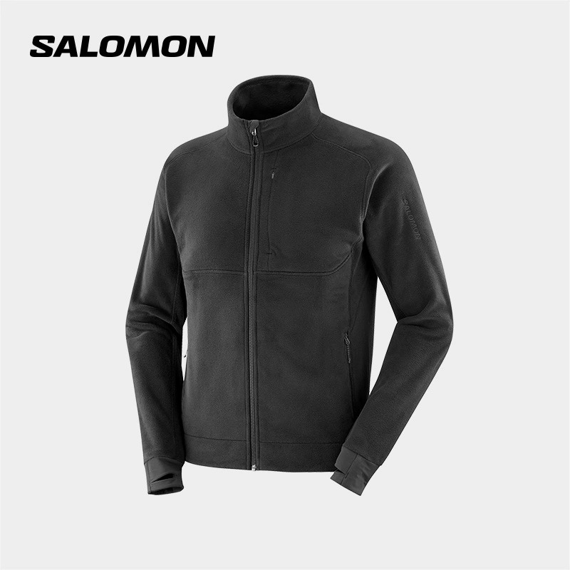 salomon萨洛蒙男士茄克细绒黑色ESSENTIAL MIFLEECE FZ M