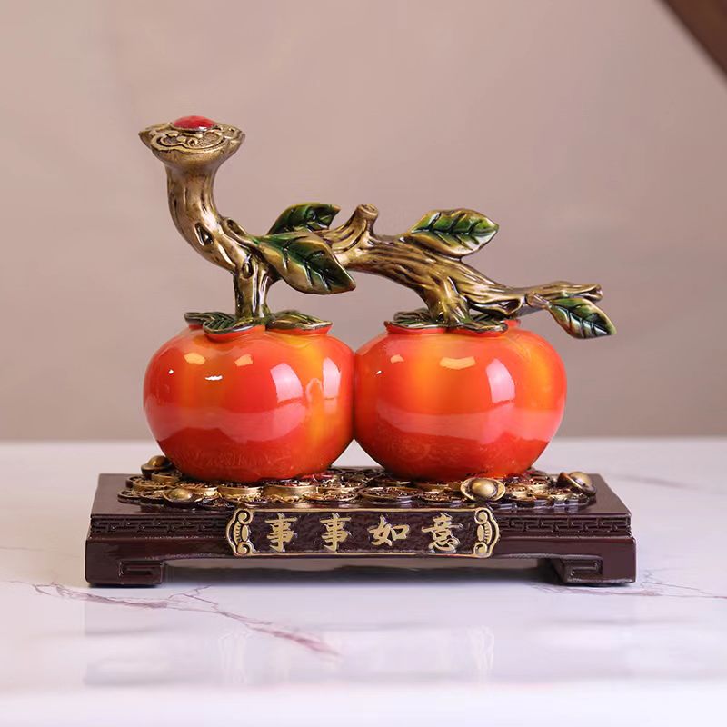 新柿柿如意摆件酒柜电视柜居家客厅卧室茶几办公室乔迁新居装饰 