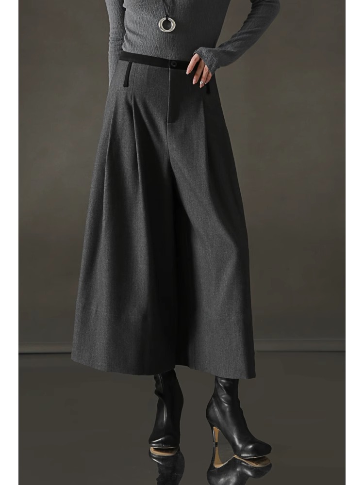 阿蕊专属-极简风法式阔腿裤裙女宽松七分裤子秋冬季新款PI24K252