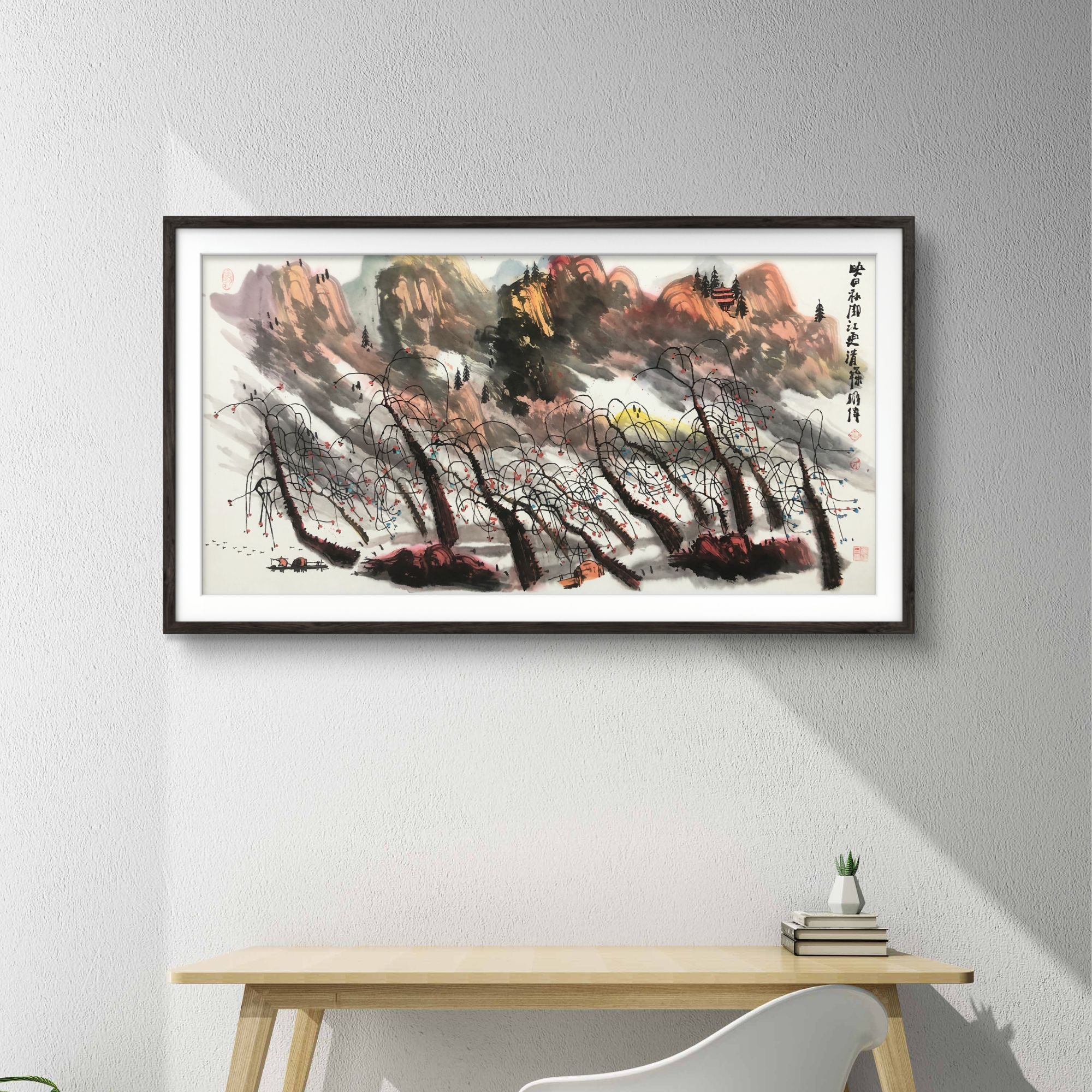 【漓江画社】李明伟《秋意图》尺寸 140x70cm 手绘写意作品