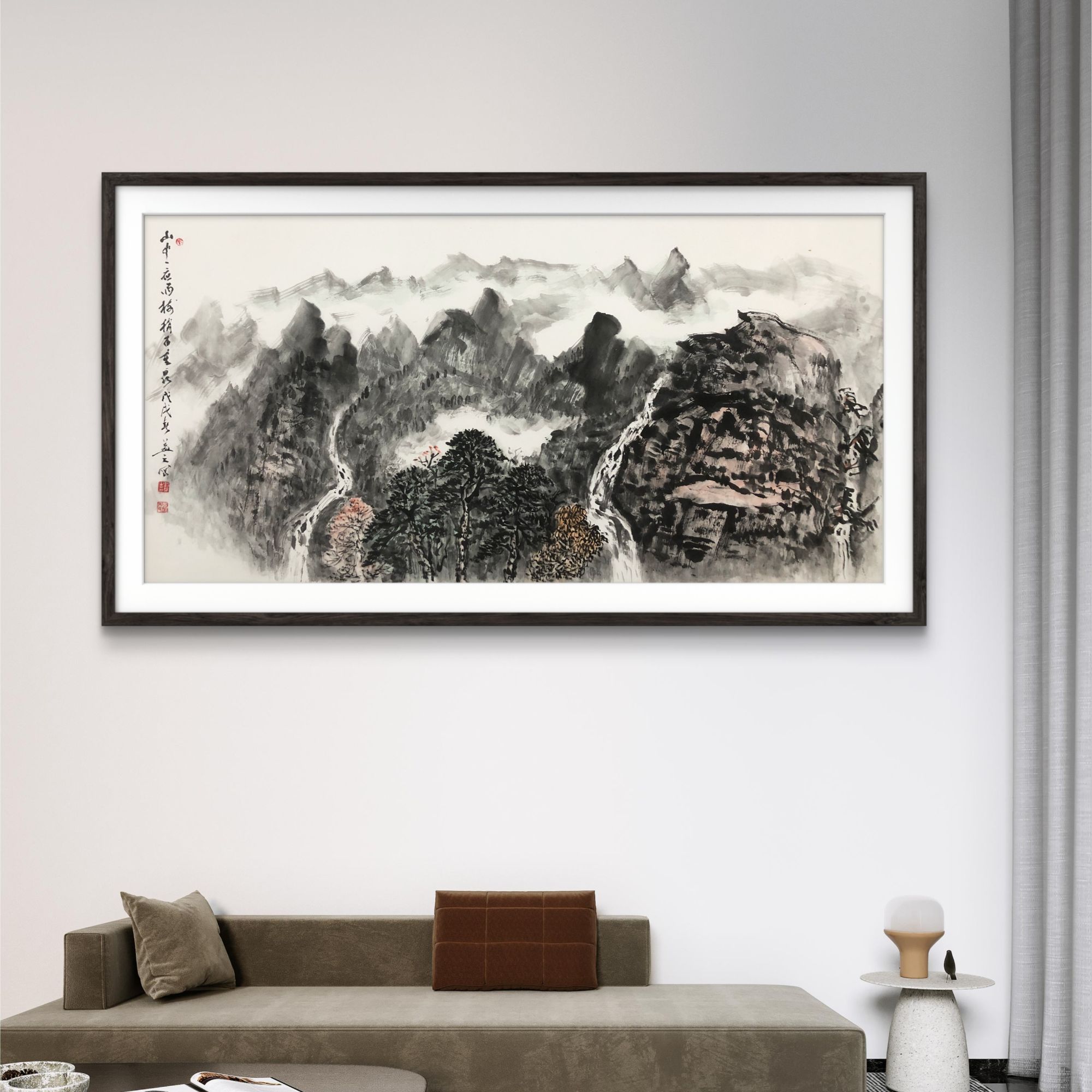 【漓江画社】刘益之《写意山水画》尺寸 140x70cm 纯手绘