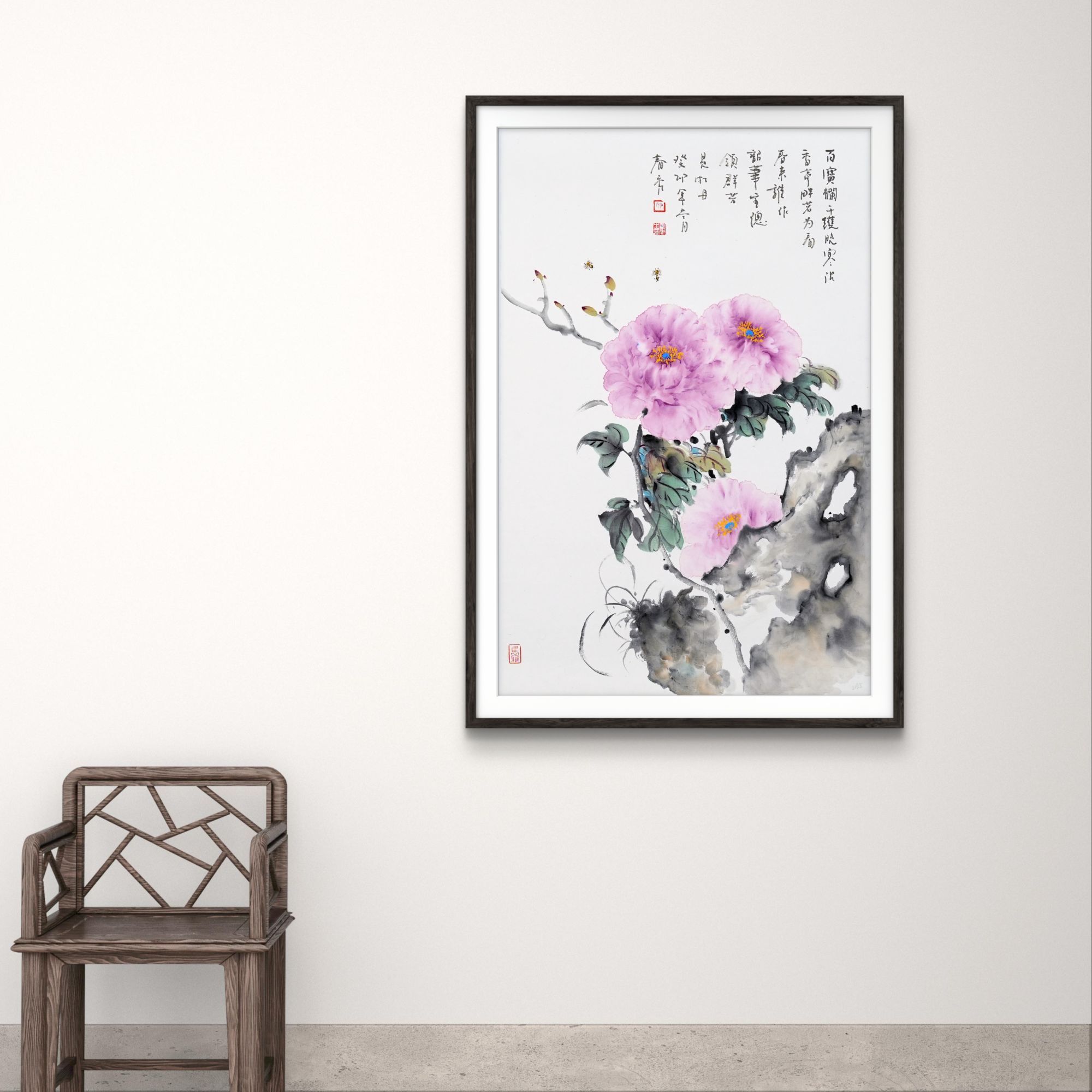 【漓江画社】 中美协 石春秀 纯手绘 写意牡丹画 画芯尺寸70*45