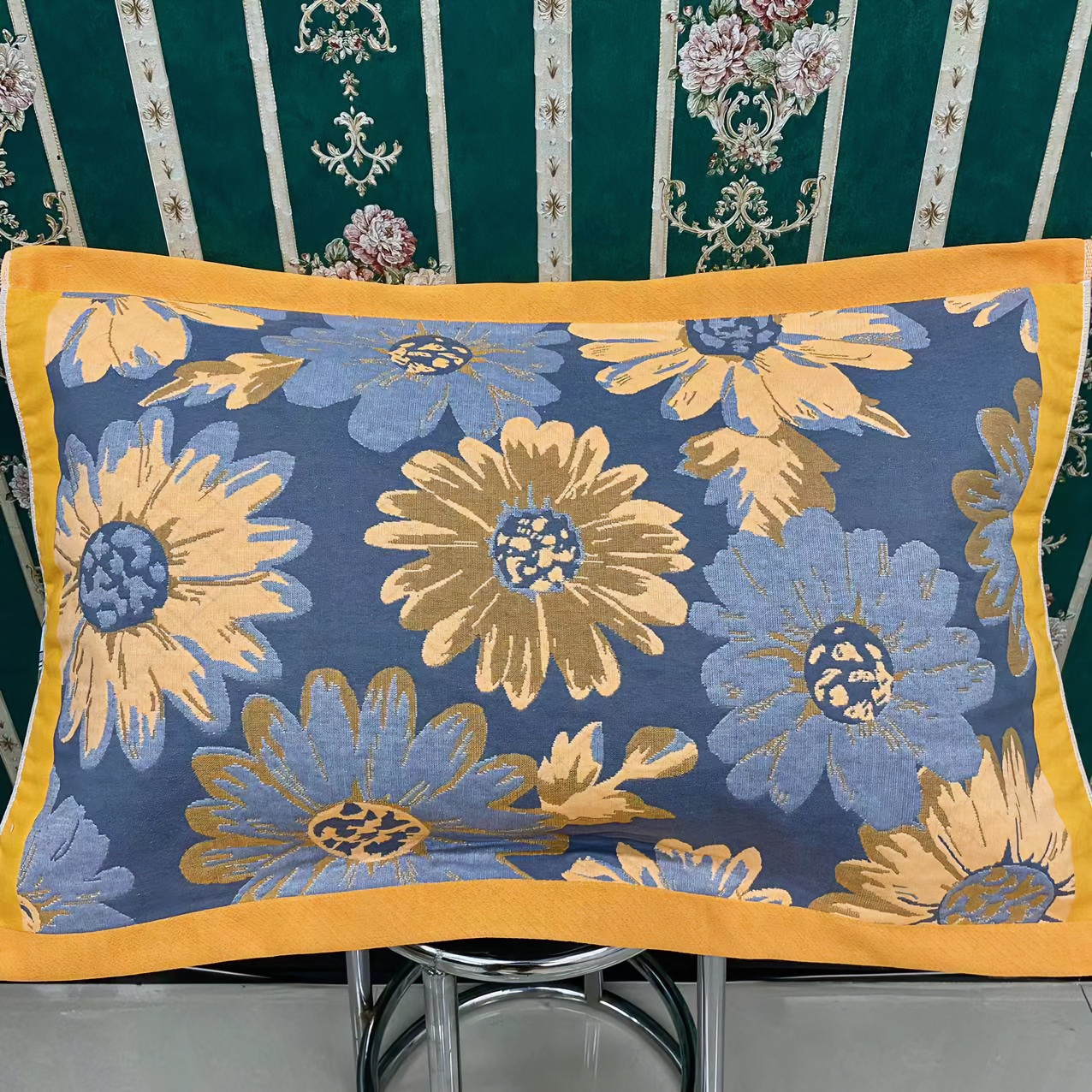 [向阳花]-52x78cm一对两条装高端精梳棉柔软透气细沙枕巾一对