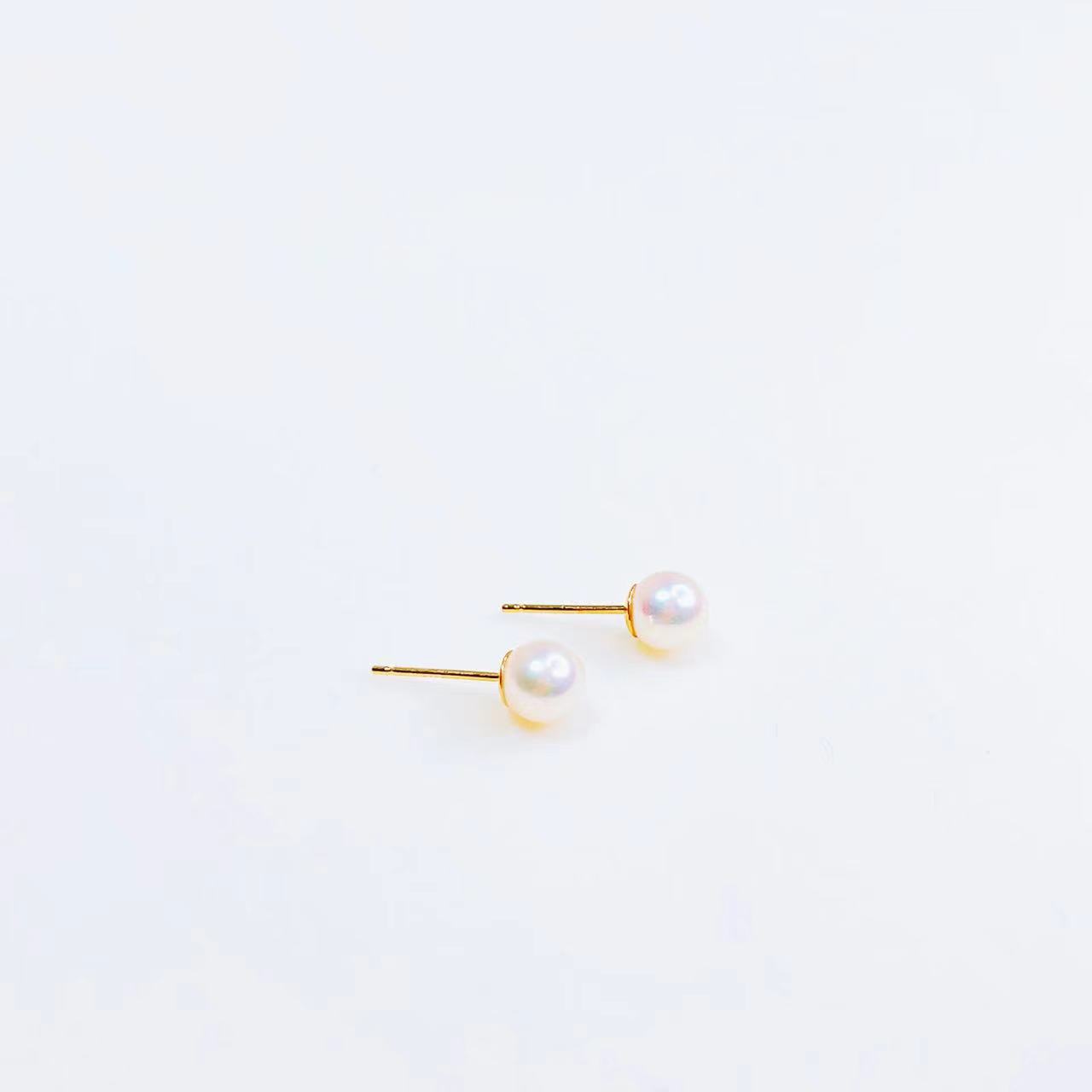 【大D】海水羽皇金强光几乎无暇精品耳钉/5-6MM