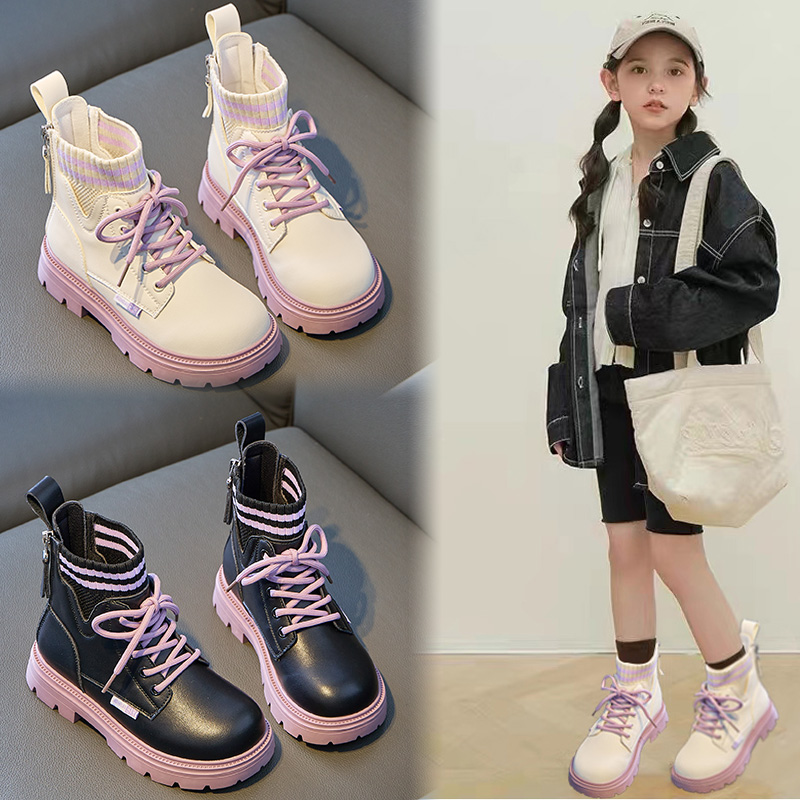 女童马丁靴2024新款秋冬季儿童靴子中大童洋气短靴女孩时尚公主靴