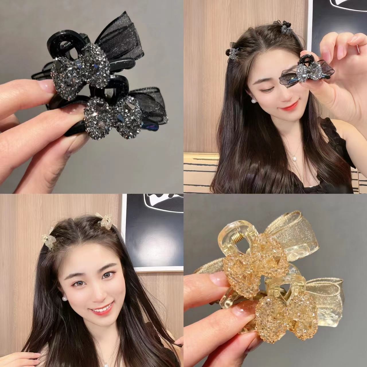微莲2个蝴蝶结刘海夹侧边夹精致百搭4.5cm小号抓夹双面