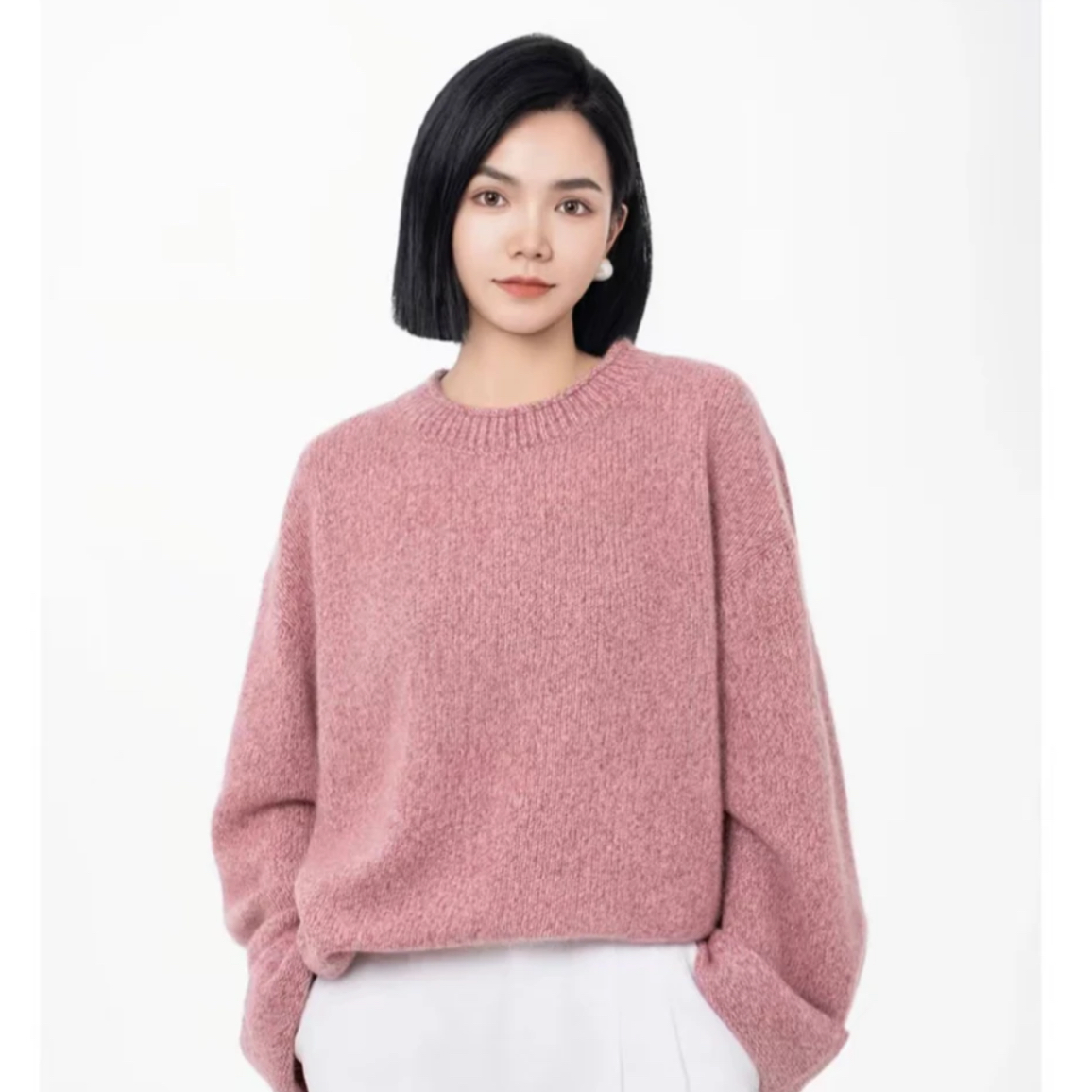 AMASS/阿玛施【格雷系】秋冬新款宽松圆领简约套头针织衫5399791