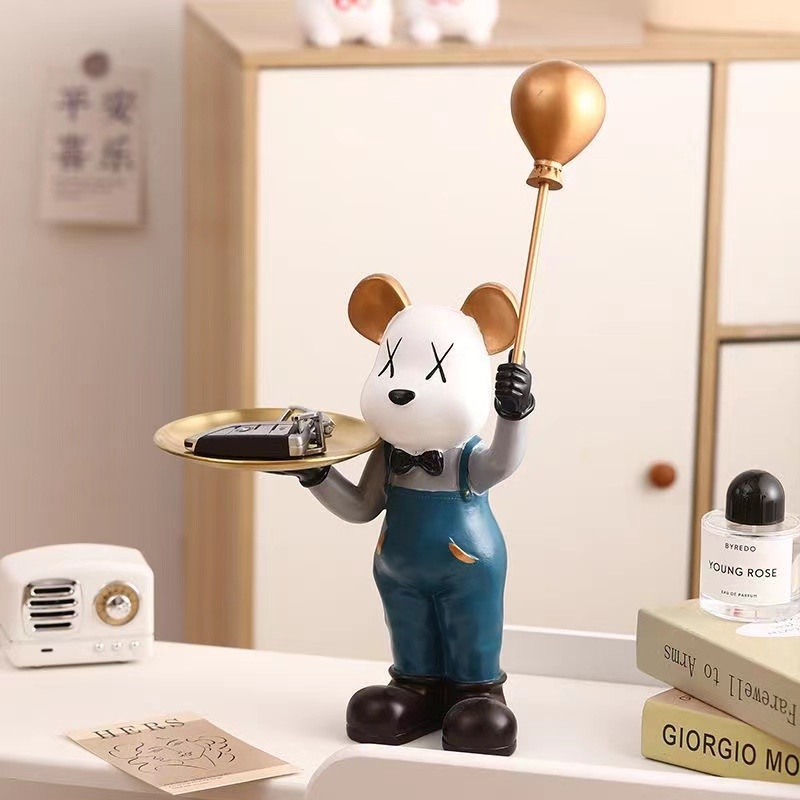 轻奢摆件客厅举气球托盘玄关酒柜装饰品工艺潮玩摆件宇熊托盘2043