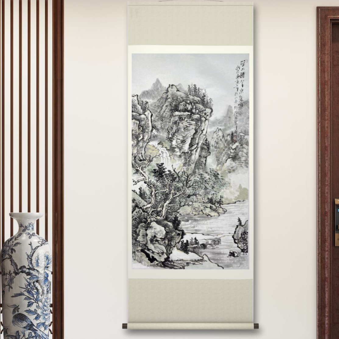 LCP202408-03李川浦【深山清翠泉聲响】国画山水画