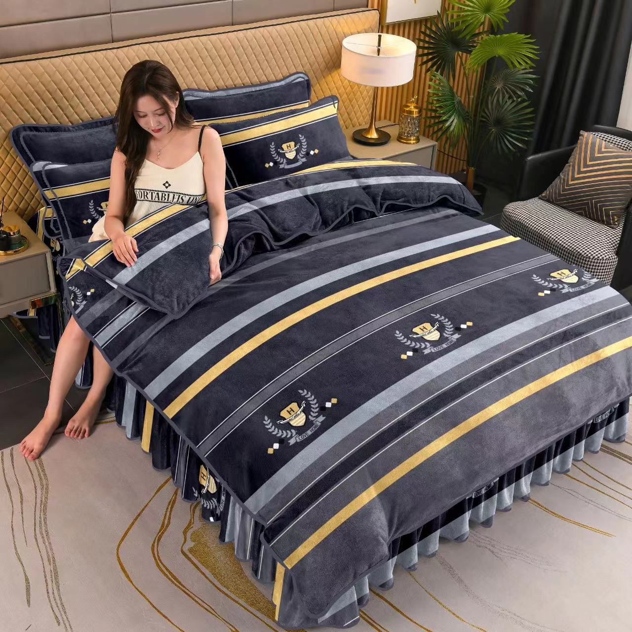 180x220被套新款四件套双面绒加厚加密秋冬保暖