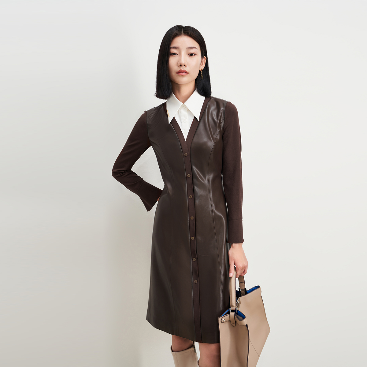 【双十一福利款】赢智尚拼接假两件连衣裙显瘦通勤ZF01900/ZF01893