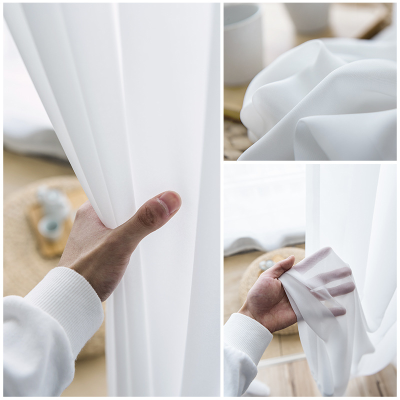 加厚金刚纱窗帘纱帘透光不透人白纱客厅卧室阳台窗纱白色飘窗隔断