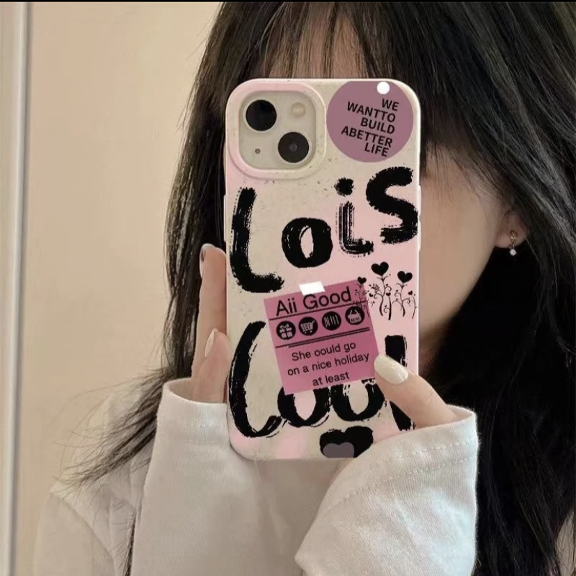 黑字涂鸦适用iPhone15/14promax手机壳13女12华为/oppo/小米/vivo