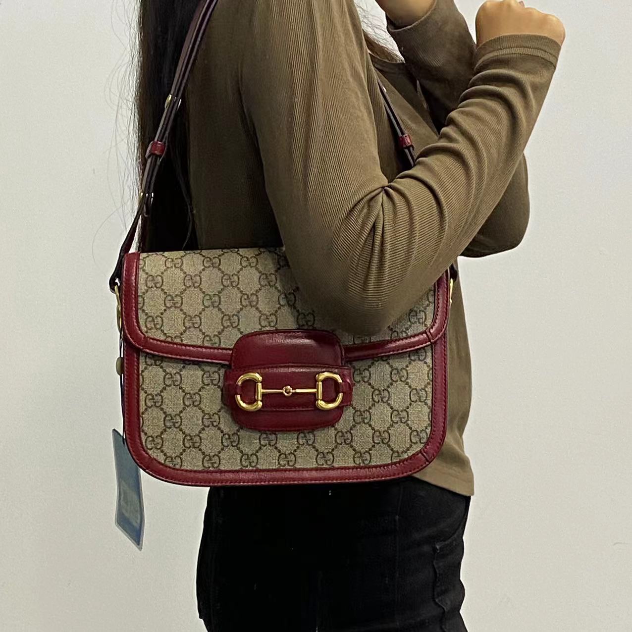 95新 GUCCI/古驰 红色 1955 老花拼色 肖战同款