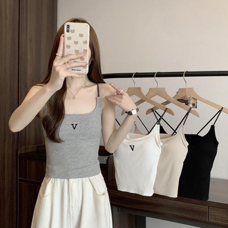夏季百搭吊带小背心内穿外搭带胸垫防走光修身显瘦短款上衣内衣女