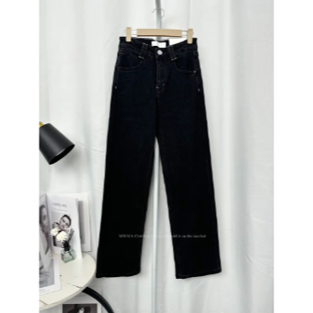 SU【995】63花 愫卿 MWMA微弹断货王黑色闪标显瘦窄版直筒阔腿裤~