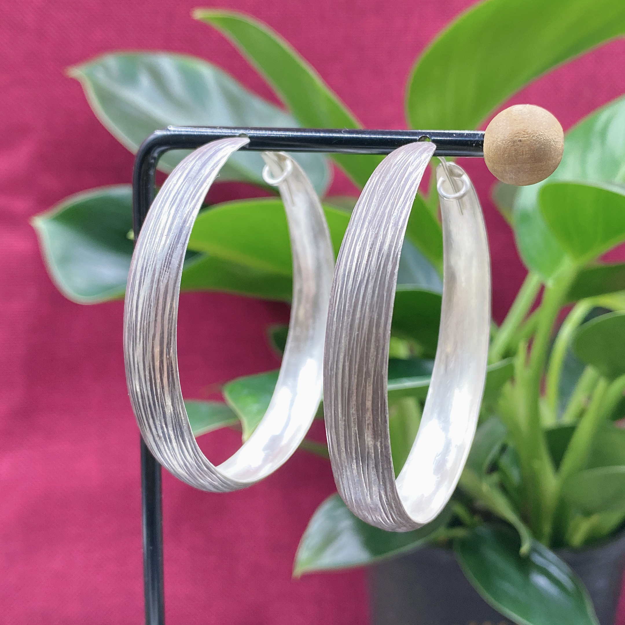 足银耳饰 泰银清迈纯手工大耳环 个性夸张大圈圈耳圈(按克称重))